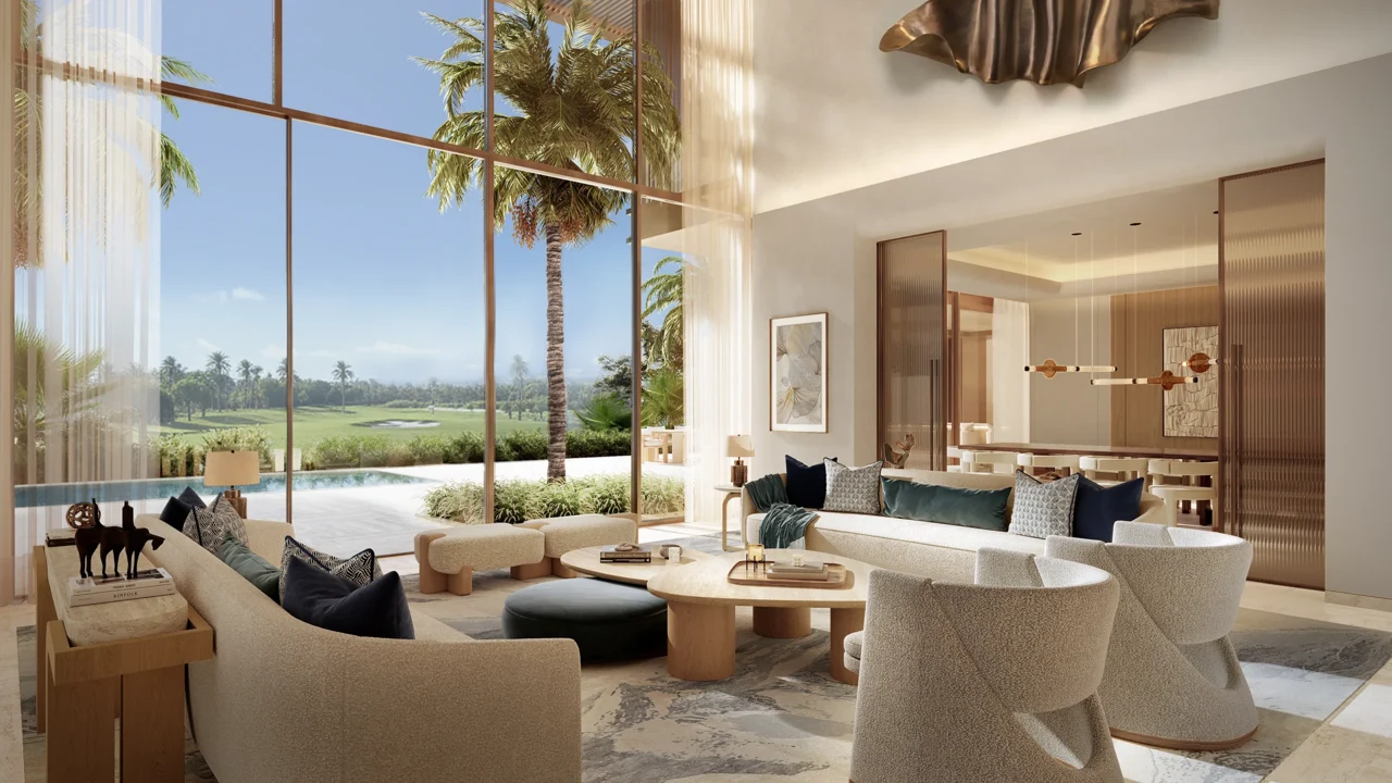 Double-height living room from the Four Seasons Saadiyat project gallery