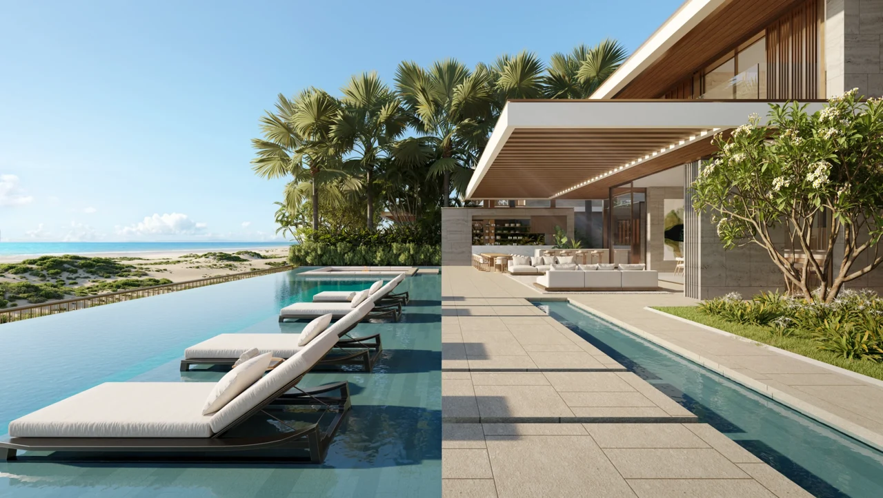Terrace and pool in the project’s villa collection